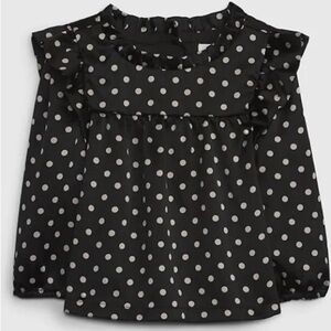Baby Ruffle Black Polka Dot Blouse Shirt